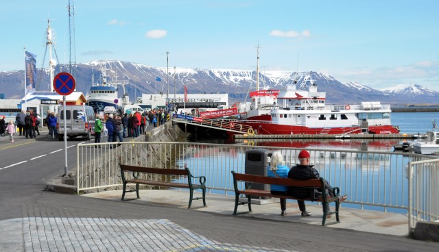 Reykjavà­k’s Old Harbor, home of commercial fishing outfits, whale watching tours, and workboats alike.