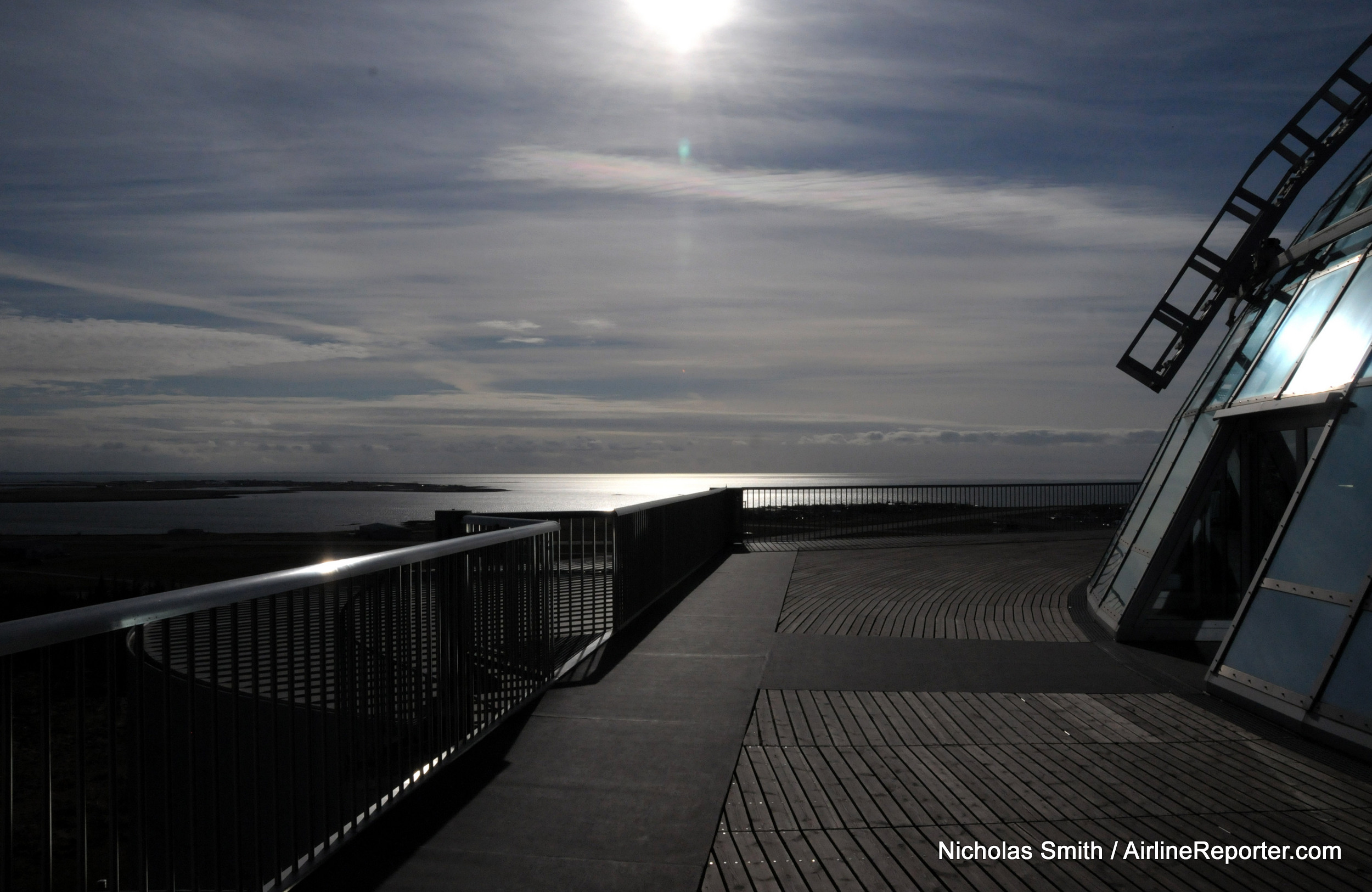 the summer"s ever persistent sun over from the Perlan (the Perl), a hot water storage facility turned museum and mall.