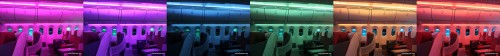 The many colors of the 787 LED lighting. Took multiple photos in the same location as the lighting changed.