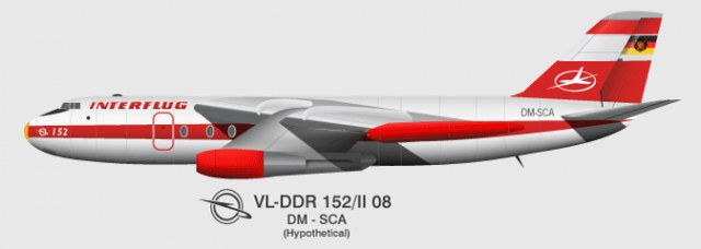 What may have been. The Baade 152 in Interflug colors. Drawing by: Grunherz