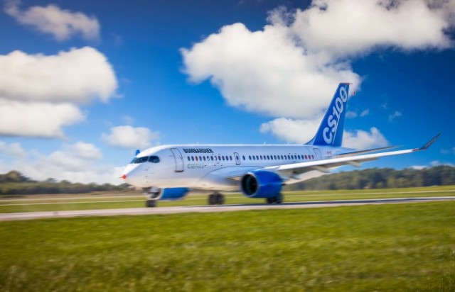 CSeries FTV1 is a blur, it's moving so fast! Isn't Photoshop fun? Photo: Bombardier Aero