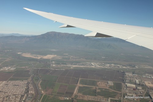 Comodoro Arturo Merino Benà­tez International Airport seen from the LAN 787 before landing.