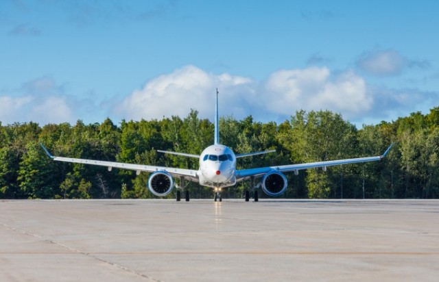 Bombardier CSeries FTV1 on the ramp at Mirabel Airport (YMX)   Photo: Bombardier Aero