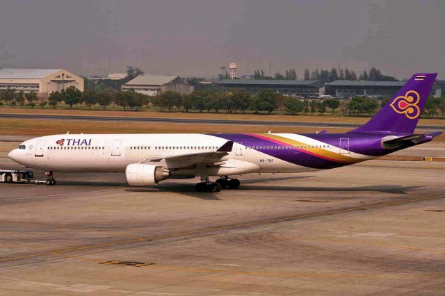 Picture of the Thai Airways Airbus A330 (HS-TEF) involved in the incident. Image: Ken Fielding.