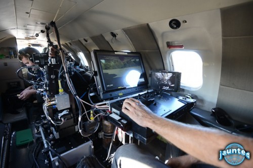 There aren't luxurious seats inside the LearJet, but there is a lot of technology.