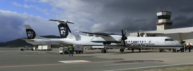 Alaska Airlines Bombardier Q400 on proving flight in Juneau, Alaska - Photo: AirlineReporter.com
