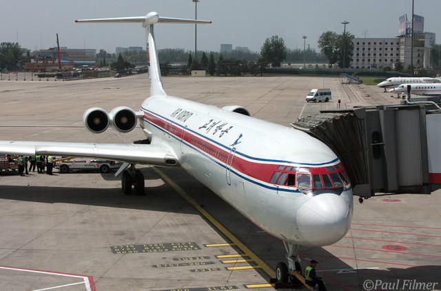 Air Koryo Ilyushin Il-62 flying from Beijing to Pyongyang. Image by Paul Filmer. 