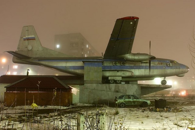 An unusual place for an AN-8 (the predecessor of the AN-10). Photo by: Igor Dvurekov