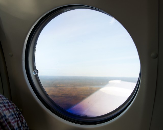 The unique window shades aboard a Propair King Air
