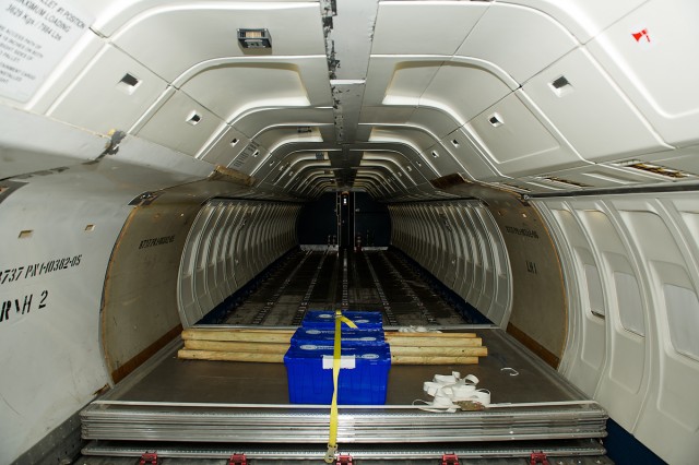 The cargo hold of C-GTUK a Nolinor 737-2B6C. Photo by Bernie Leighton | AirlineReporter