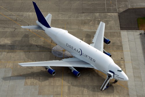 A Boeing 747-400 LCD (aka Dreamlifter) at Paine Field. Image: Bernie Leighton.