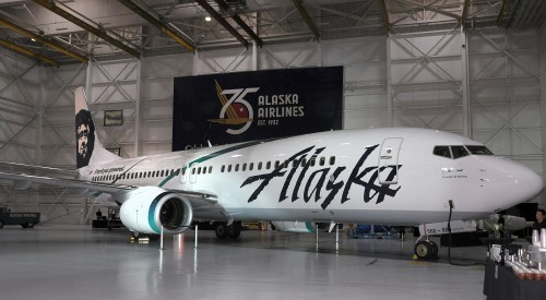 A wider shot of the special AS livery. Image: Alaska Airlines