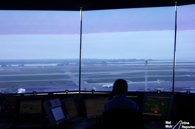 A Controller at work on the South Control Desk at Vancouver Tower - Photo: Mal Muir | AirlineReporter.com