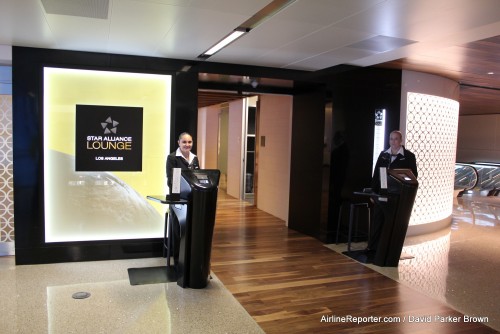 The entrance of the new Star Alliance lounge inside the Tom Bradley International Terminal at LAX.