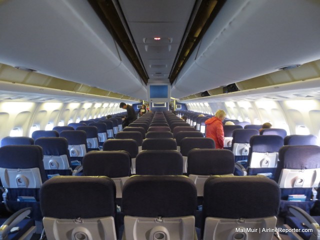 No seatback TV's in Economy Class on this Hawaiian Airlines 767-300.  Make sure to rent a tablet or BYO! - Photo: Mal Muir | AirlineReporter.com
