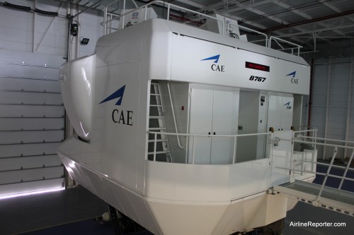 A CAE Boeing 767 flight simulator. Do I want to go inside? Um, yes please.