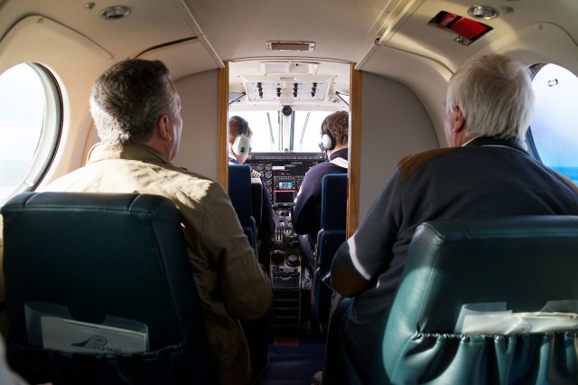 The Cabin and Flight Deck view of a Beech King Air 100