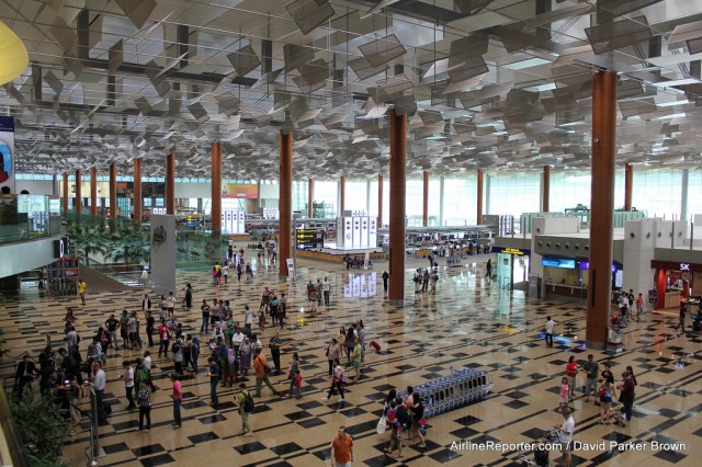 The new Changi terminal is open and festive. 