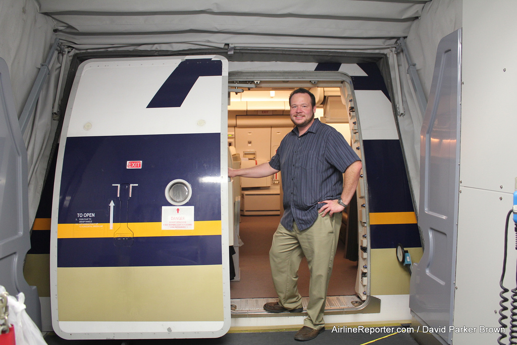 Boarding on Singapore Airlines' A340-500 at LAX.