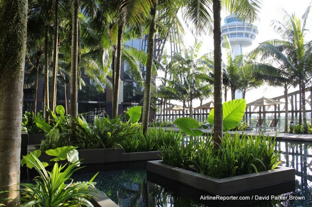 A very cool (and green) pool at the Crowne Plaza.