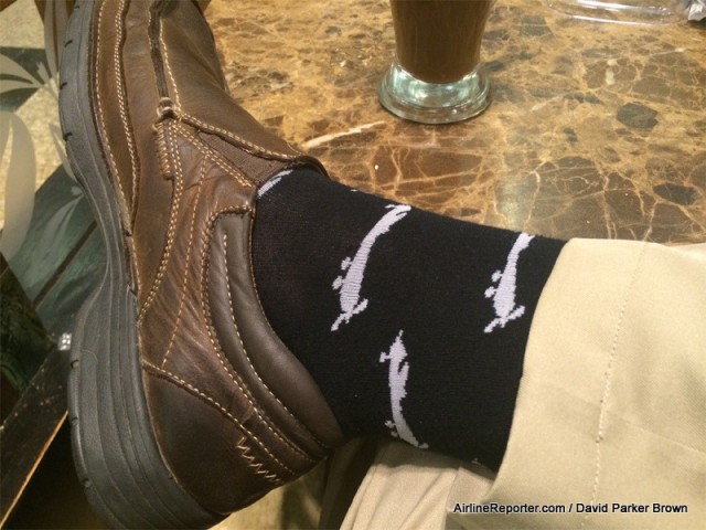 To celebrate taking the world's longest flight, I wore my airplane socks that my mom got me. Make fun all you want.