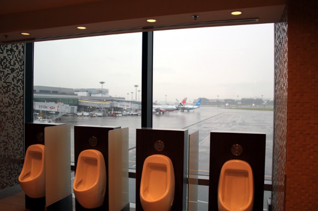 A fun view from the loo at the Singapore Changi Airport. 