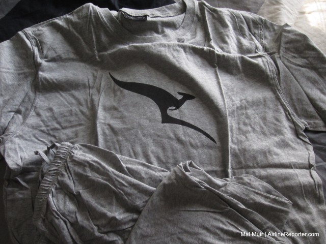 A pair of the Qantas Business Class Pajamas are hard to miss with the iconic Kangaroo Logo - Photo: Mal Muir | AirlineReporter.com