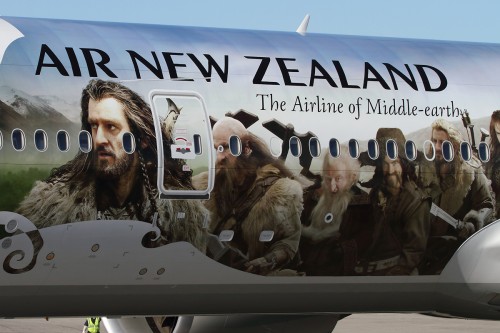 A detailed close up of Air New Zealand's special Hobbit 777. Photo: Brandon Farris / AirlineRepoter.com.