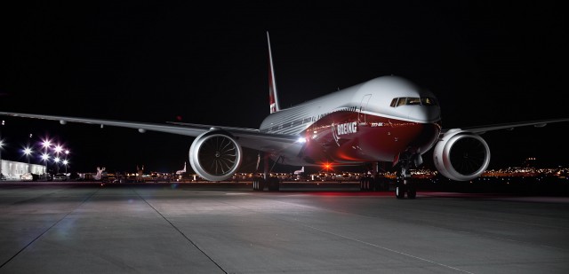 Night-time rendering of Boeing 777-9X - Image: Boeing