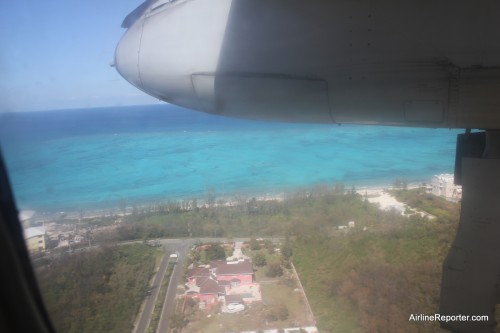 After a short 45min flight (made shorter by sleep), we were flying close over the blue waters and landing at NAS.