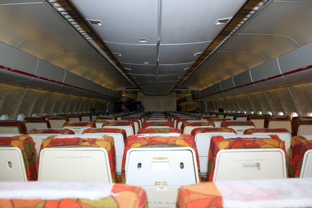 The forward main economy cabin of S2-ACR. Photo - Bernie Leighton | AirlineReporter.com