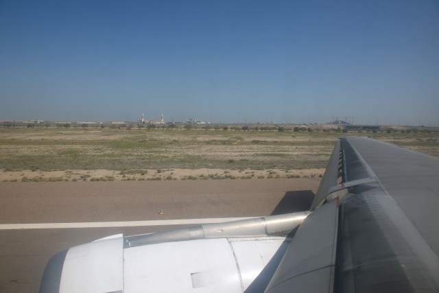 Pulling on to the taxiway in Kuwait city after a very short landing. Photo - Bernie Leighton | AirlineReporter.com