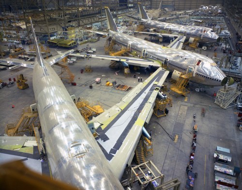 The first Boeing 747s under assembly Image: Boeing