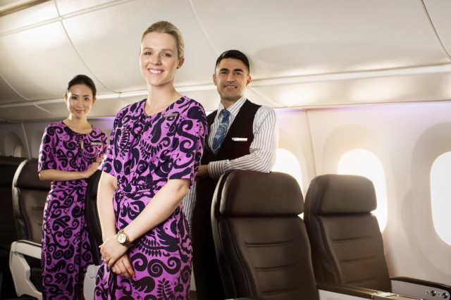 Air New Zealand Flight crew aboard a 787-9 mock-up. Photo by Air New Zealand