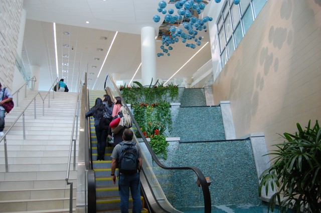 Lots of art and water features throughout the terminal, with natural foliage - Photo: Blaine Nickeson | AirlineReporter.com