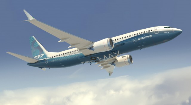 The Boeing 737 MAX8 in the teal Boeing livery. Image: Boeing