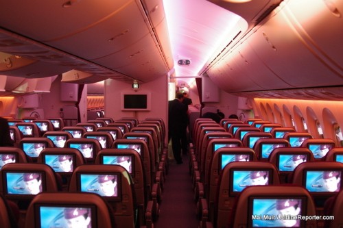 The economy class of Qatar's Boeing 787 Dreamliner.