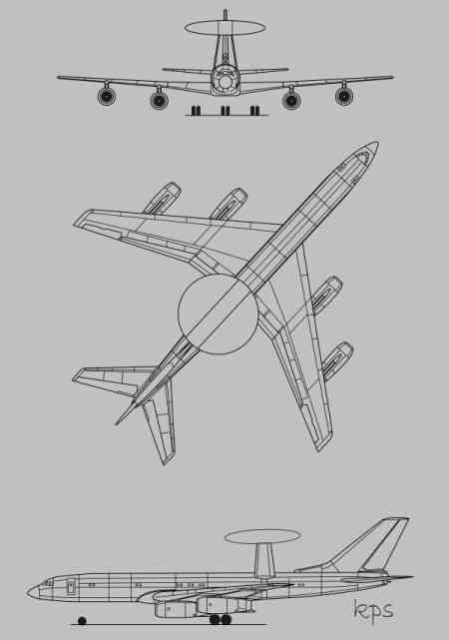 The Tu-156 (first version) Not a cryo-methane powered aircraft, but a four engine 707-like beast. Drawing. Konstantinos Panitsidis