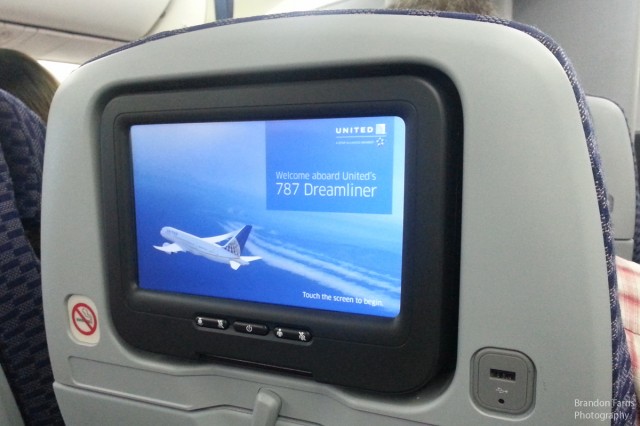 The in-flight entertainment on United's 787. Photo: Brandon Farris