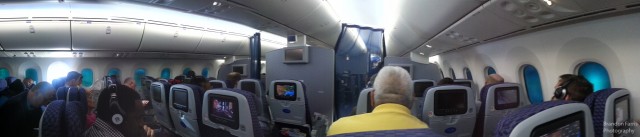 The cabin of United's Boeing 787 Dreamliner. Photo: Brandon Farris