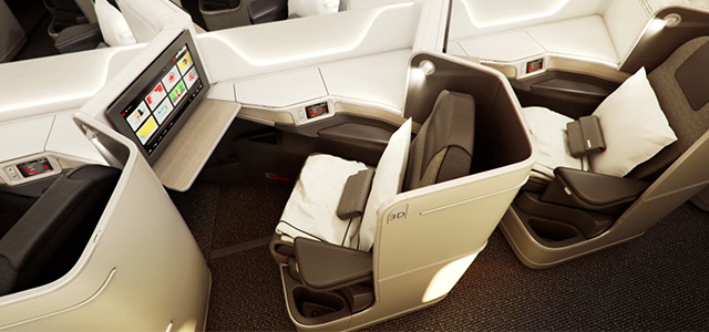 International Business Class "lie-flat" pods in Air Canada's 787s. Photo: Air Canada