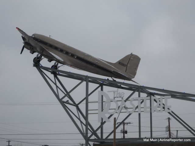 Seeing a Full Size DC3 perched on top of a Coffee Roasting Factory... Awesome - Photo: Mal Muir | AirlineReporter.com
