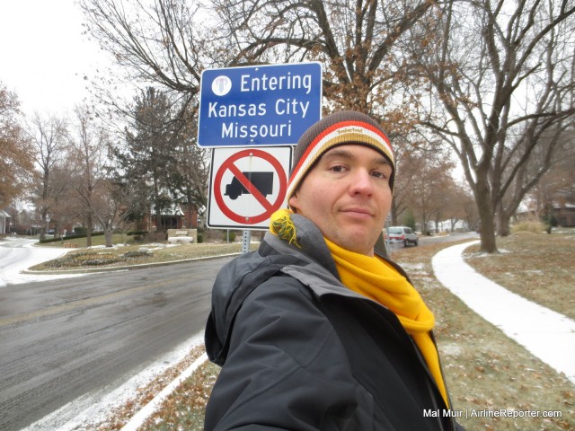 A Selfie at the State Line for Kansas & Missouri.. Done it! - Photo: Mal Muir | AirlineReporter.com