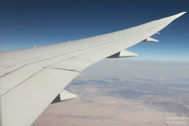 What a beautiful view: the 787 wing during flight. Photo: Brandon Farris