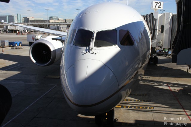 Arrived at LAX. The nose of the 787 is distinctive. Photo: Brandon Farris