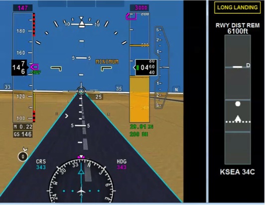 Honeywell's Landing Performance Monitoring System can also calculate touch down point. Image by Honeywell Aerospace. 