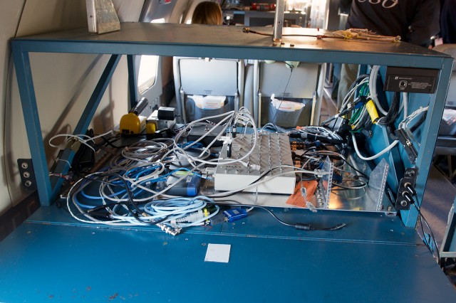 A, mostly, empty work bench aboard Honeywell Flight Test's Convair. Photo by Bernie Leighton | AirlineReporter