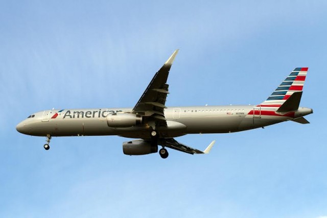 American's A321 in flight. Image; Eric. 