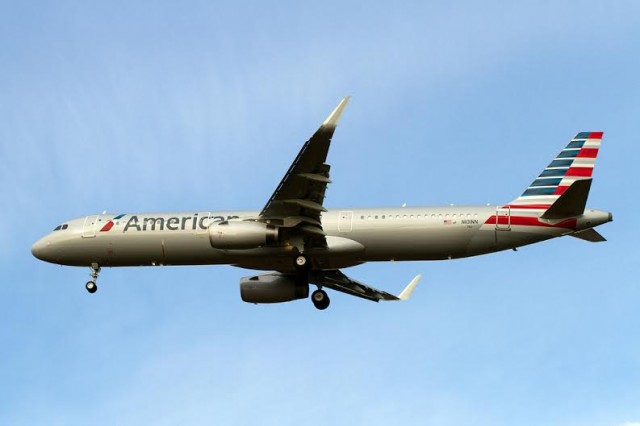 American's A321 in flight. Image; Eric.
