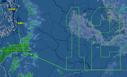 A special flight path for a special plane. Image: FlightAware.com